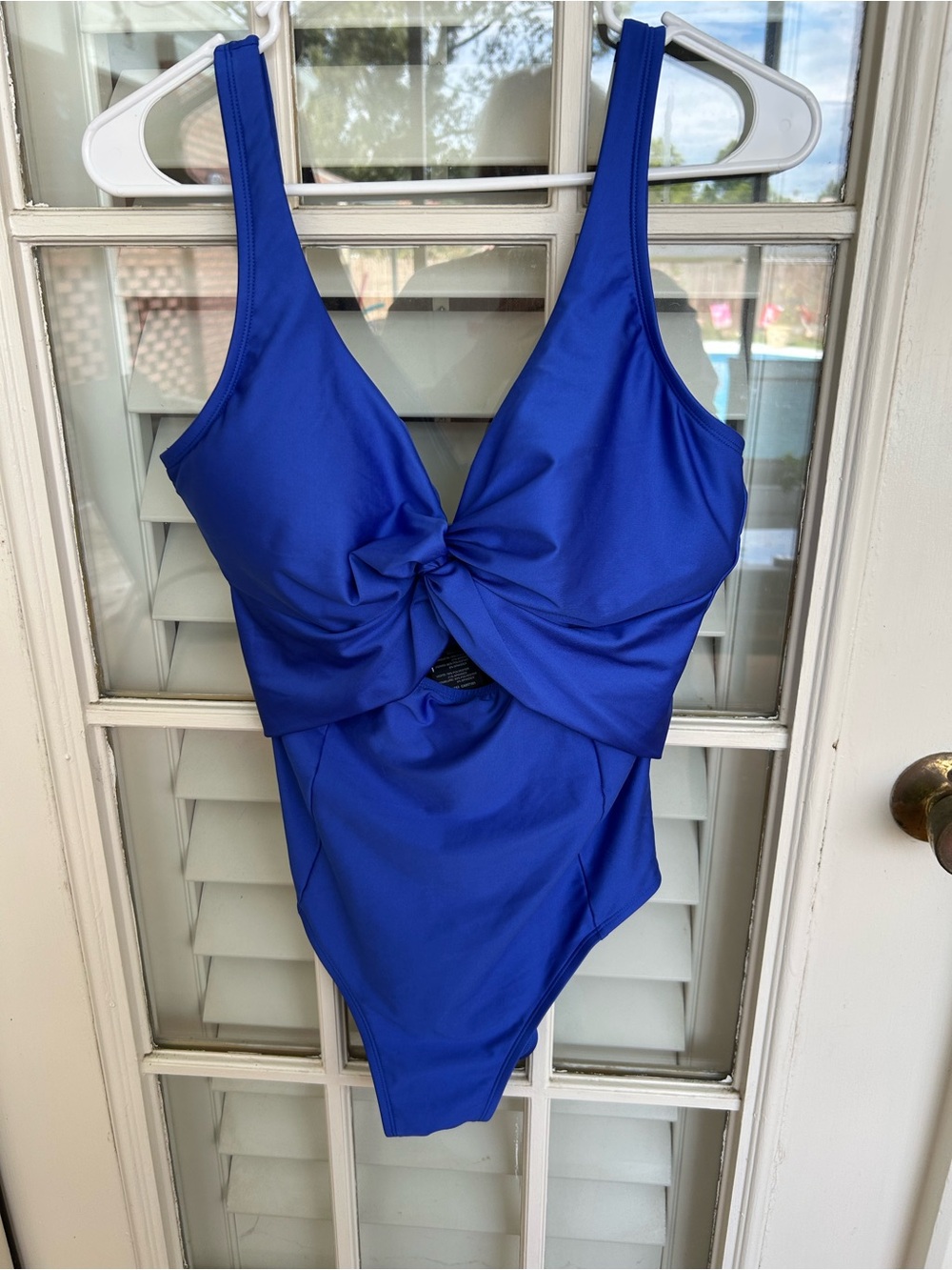 DKNY Womens Blue Knot-Front One-Piece Swimsuit